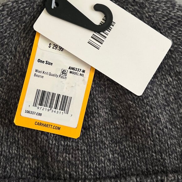 Carhartt NWT Wool Knit Beanie OS Gray Rib Cuff Quality Patch Workwear Gorpcore - Picture 5 of 6